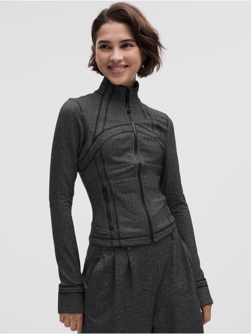 Lululemon crop define Jacket herringbone in Dark Gray
